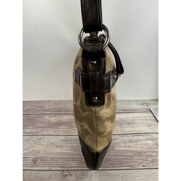 COACH F19730 Signature Chain Brown Beige Convertible Crossbody Shoulder bag - Picture 6 of 16